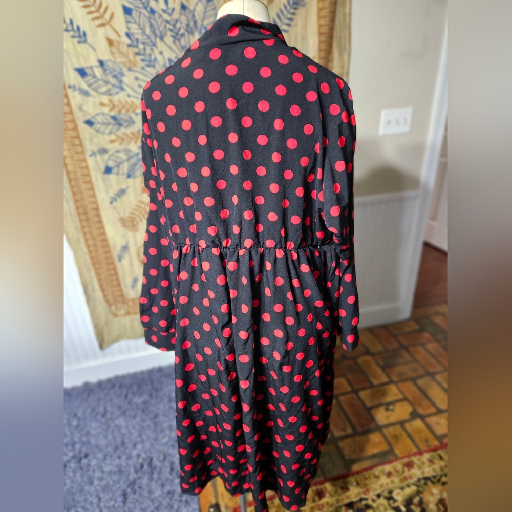 Polka Dot Black Dress 3X - Picture 3 of 5